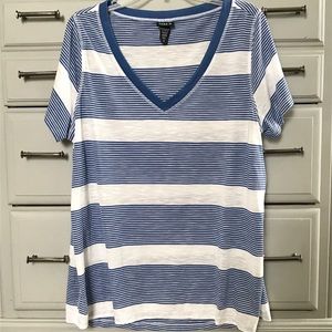 Torrid Blue & White Striped V-Neck Tee Plus Size 2